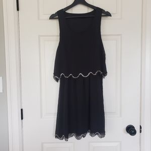 Ark & Co black chiffon dress with rhinestones